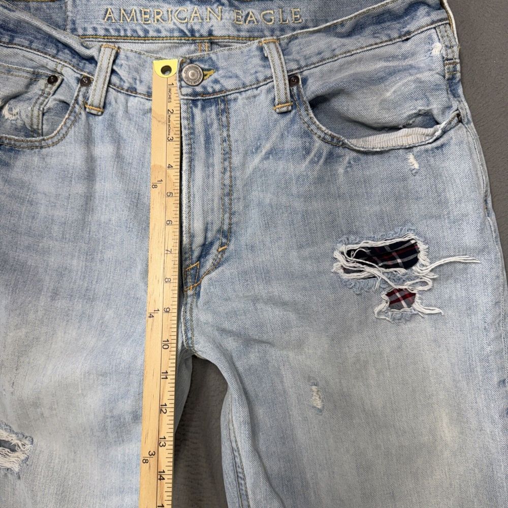 American Eagle‎ Jeans Mens Sz 34x34 (33x32) Low Loose Distressed Thrashed Grunge - Picture 3 of 13